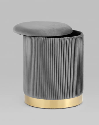 Пуф Шарлотта с ящиком велюр Серый_2