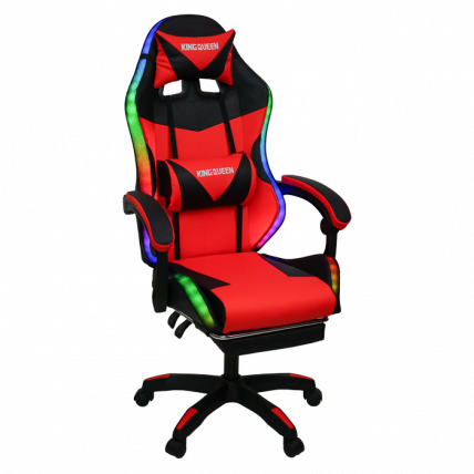 Кресло 1209 KINGQUEEN, цвет черный/красный с подсветкой, 1209-black-red-mass-led_0