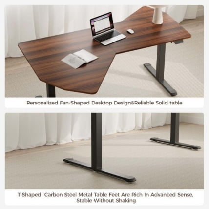 Стол компьютерный с электроприводом Eureka ERK-EDI-FS-WN (Fan shaped), орех_5