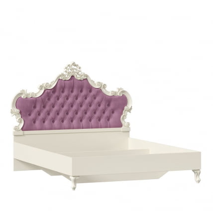 Кровать 1600 с мягким изголовьем без основания Маркиза ЛД 517.343.000.004 Алебастр Сиреневый_0