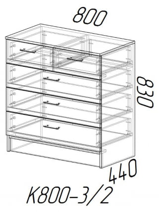 Комод К800-3/2 Дуб вотан/Белый_1