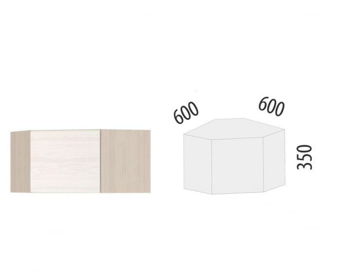 Антресоль угловая правая Графит 74.108 Сосна Астрид /Ваниль_1