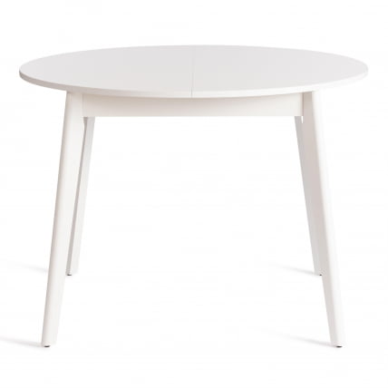 Стол обеденный СВЕЛТО ЛДСП, опора-массив березы, 105 х 105 (140) х 74.5 см, Белый /белый / SVELTO_1