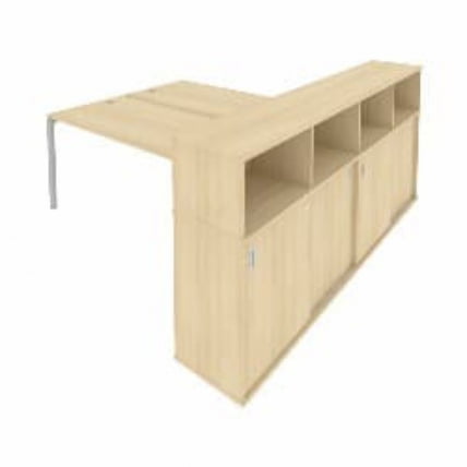 Рабочая станция с опорным шкафом-купе Metal System Б.РС-СШК-4.5 Акация/Серый_0