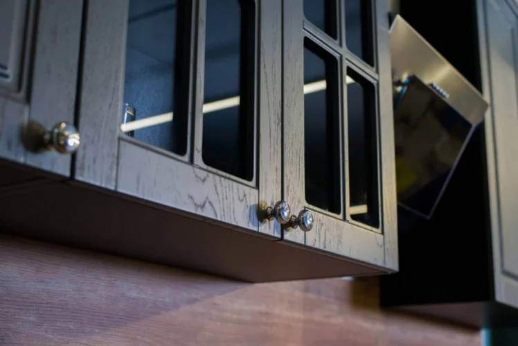 Шкаф кухонный 500 со стеклом Тип 2 Мокка ЛД 274.340.000.155 Черный Дуб фактурный антрацит_1