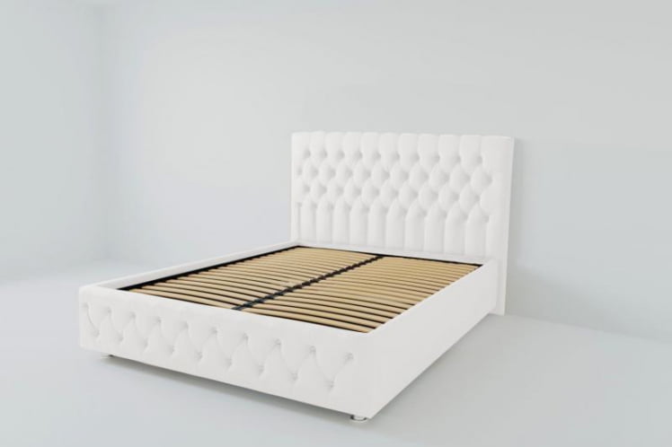 Мягкая интерьерная кровать "Версаль" с ортопедическими латами (металл) Материал фасада: Искусственная кожа; Спальное место: 800х2000 мм; Цвет фасада: Белый; Цвет корпуса: Белый _0