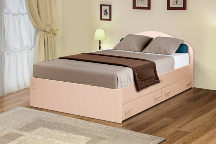 Кровать с ящиками на уголках №3 ЛДСП 1200*2000 Дуб млечный_0