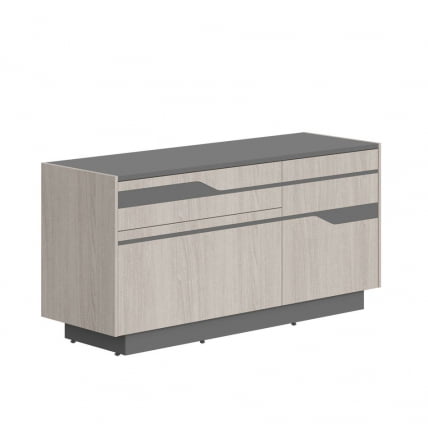 Комод с распашной дверью и 2 ящиками Line СФ-572103 Дуб серый Черный графит_0