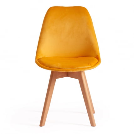 Стул TULIP SOFT (mod. 74) / 1 шт. в упаковке вельвет/дерево , 54 х 47 х 83 см , желтый (HLR 41)/натуральный_2