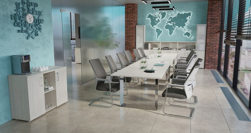 Стол переговорный на П-образном м/к ONIX DIRECT LUX M-O.MP-PRG-25 Денвер светлый_1