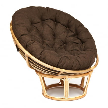 Кресло PAPASAN ECO/ПАПАСАН ЭКО P115-1/SP STD /c подушкой, ремешками/ диаметр подушки 125 см, 115x101x92 см, Natural (натуральный), ткань Коричневый, 3М7-147_0