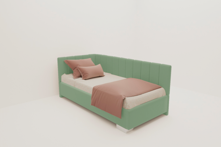 ДЕТСКАЯ МЯГКАЯ ИНТЕРЬЕРНАЯ КРОВАТЬ ТЕРРА БЕЗ ОСНОВАНИЯ (БЕРХОУСЕ) Цвет фасада: Мятный; Материал фасада: Металл/Велюр; Спальное место: 800х2000 мм / (BERHOUSE)_0