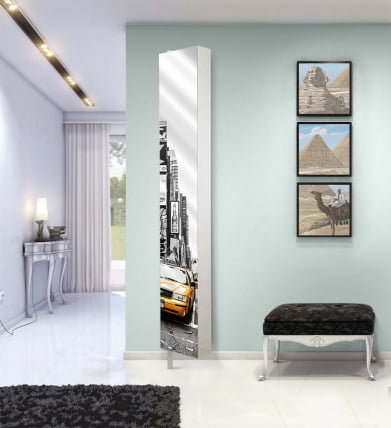 Поворотный зеркальный шкаф Лупо Шелф Арт Беленый дуб_0