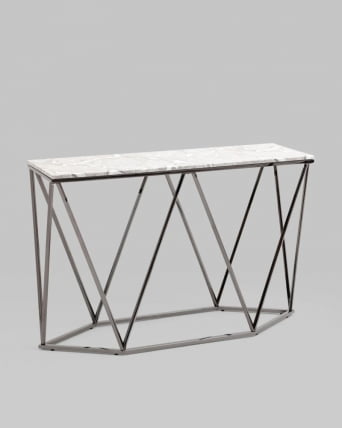 Консоль Авалон 122*41 серый мрамор сталь Темный хром_2
