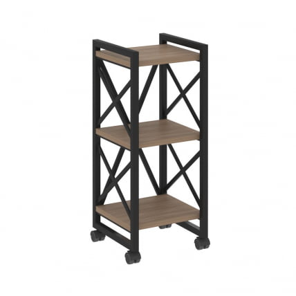 Стеллаж на колесных опорах - 3 полки LOFT  VR.L-MST.K-3.4 Металл черный Дуб Аризона_0