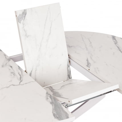 Стол MANZANA ЛДСП/HPL/металл, 100 х 100+30 х 75 см, Мрамор светлый/белый_10