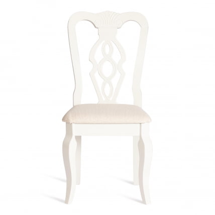 Стул Афродита/ Aphrodite дерево гевея, 46х54х99см, Ivory white, ткань кремовая с рисунком (А04)_4