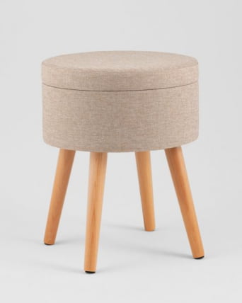 Пуф с ящиком Store Woody рогожка бежевая_5