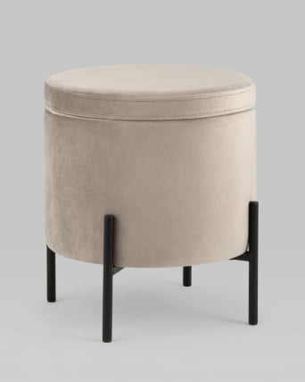 Пуф Грейс с ящиком велюр Серо-бежевый_4