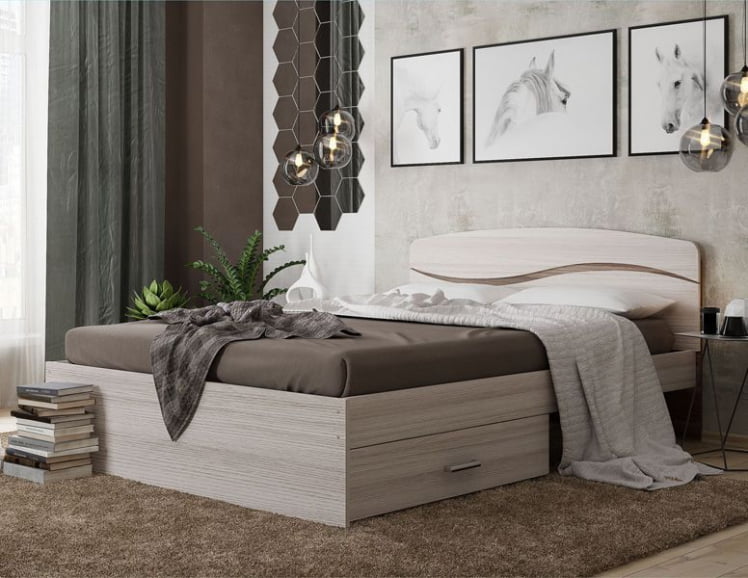 Кровать Валенсия, 1200*2000 мм, ясень шимо светлый/ясень шимо темный_1