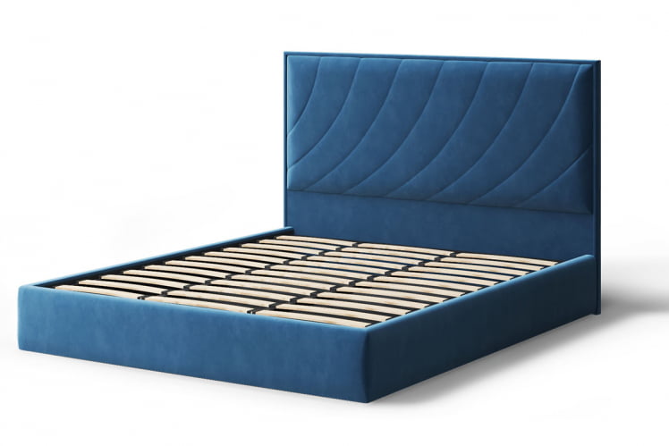 Кровать СОФИЯ 2000*1800мм (без опор), велюр Бренди лайт 08 (синий), (б/основания, б/матраса)_1