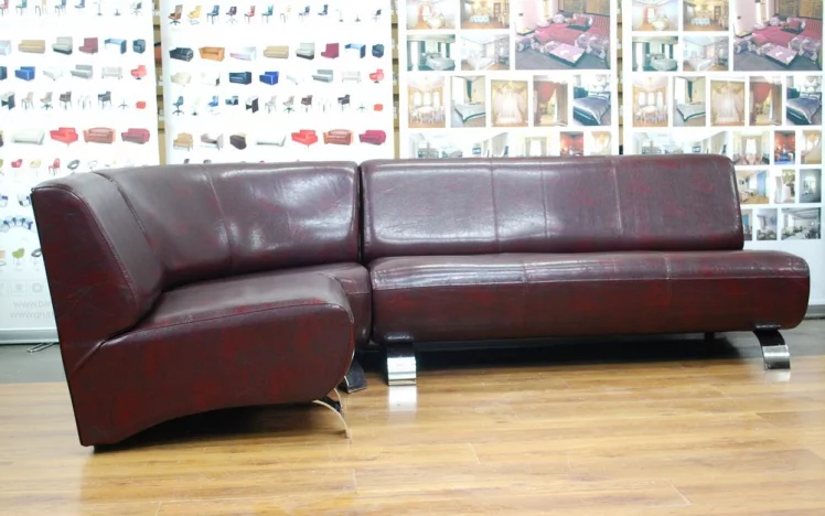 Диван офисный угловой Клерк 5 (левый угол) Бордовый_0