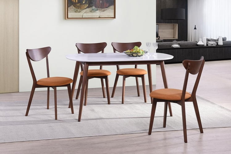 Стол обеденный MAX (Макс) основание бук, столешница мдф, 140 х 80 х 75см, Белый + Коричневый_4