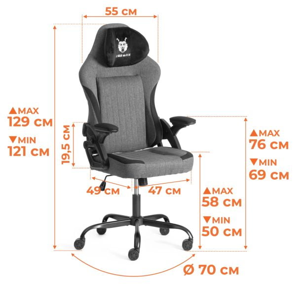 Кресло иВолф ткань, черный/серый / iWolf_9