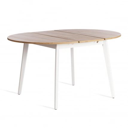 Стол обеденный СВЕЛТО ЛДСП, опора-массив березы, 105 х 105 (140) х 74.5 см, Дуб Вотан/белый / SVELTO_6