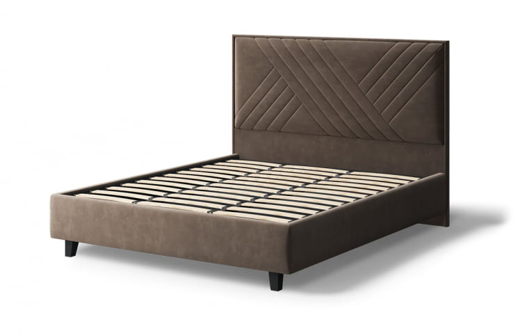 Кровать МИРА 2000*1600мм (на опорах), велюр Бренди лайт 29 (коричневый), (б/основания, б/матраса)_2