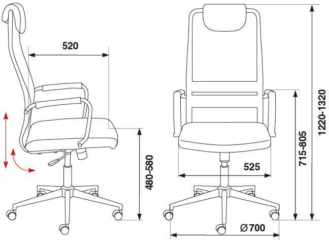 Кресло руководителя Бюрократ KB-9N/ECO/OR-12_5