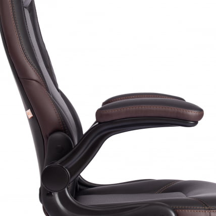 Кресло офисное BAZUKA кож/зам, черный/черный перфорированный/коричневый, 36-6/36-6/06/36-36_10