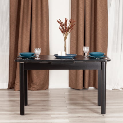 Стол АЛИГЕРЙ ЛДСП/ХПЛ/опора-массив березы , 130 х 75+30 х 75 см, Мрамор черный/черный / ALIGERY ЛДСП/HPL/опора-массив_12