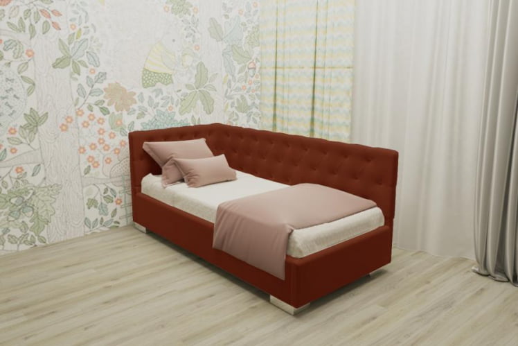 ДЕТСКАЯ МЯГКАЯ ИНТЕРЬЕРНАЯ КРОВАТЬ ВЕРСАЛЬ БЕЗ ОСНОВАНИЯ (BERHOUSE) Материал фасада: Металл/Велюр; Спальное место: 900х1900; Цвет: Оранжевый_0