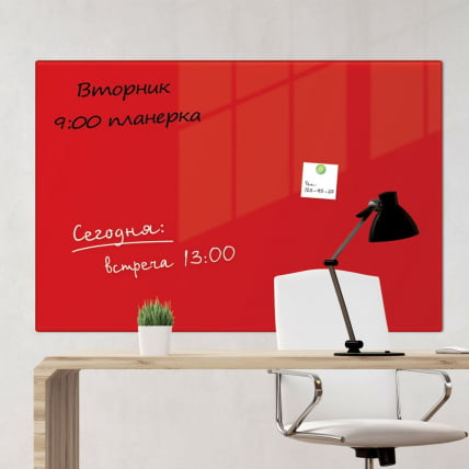 Доска магнитно-маркерная стеклянная BRAUBERG 60х90 см Красная_2