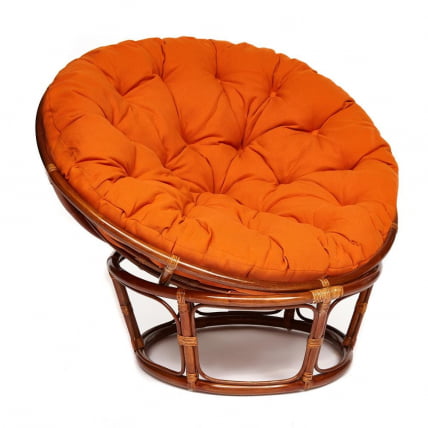 Кресло PAPASAN 23/01 W /с подушкой/ диаметр подушки 122 см, 115х101х104 см, Pecan (орех), ткань Оранжевый, С 23_0