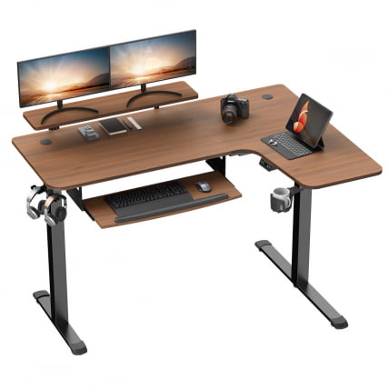 Стол для компьютера угловой (правый) c электрической регулировкой по высоте EUREKA ERK-L60R-WN_0