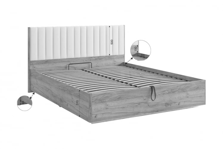 Кровать с подъемным механизмом 160х200 см Адам MSA-06 дуб крафт золотой/грей алькантара (велюр)_4