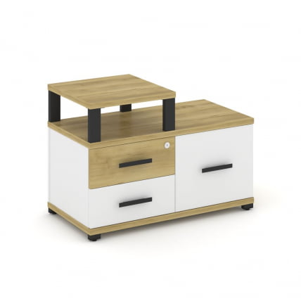 Тумба приставная сервисная с надставкой узкой CONCEPT CN.TSR-002 B/W Дуб Винченцо Белый бриллиант Черный_0