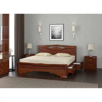 Кровать Елена-3 200х160 с выкатными ящиками Орех_1