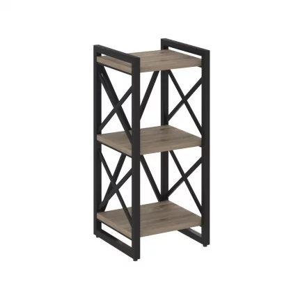 Стеллаж на регулируемых опорах - 3 полки LOFT VR.L-MST.O-3.4 Металл черный Тиквуд темный_0