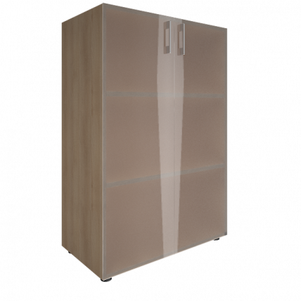 Шкаф книжный средний со стеклом без топа YALTA LT-ST 2.4 Акация Лорка_0