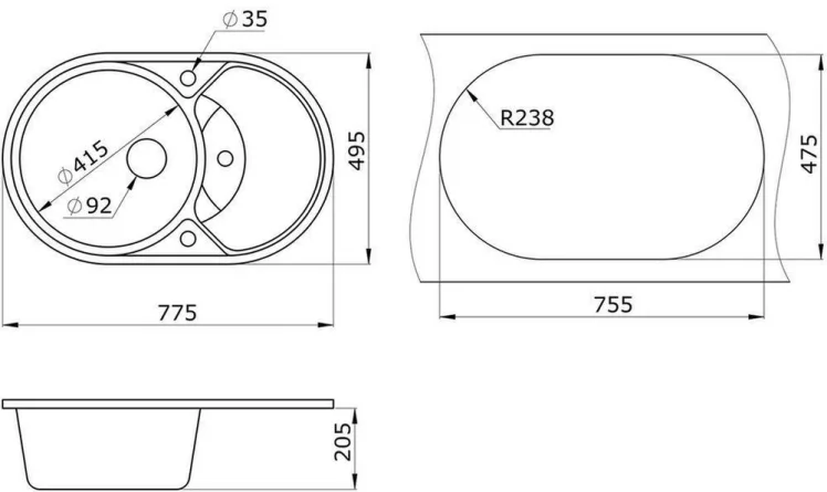 Кухонная мойка GRANULA 7801 Брют_2