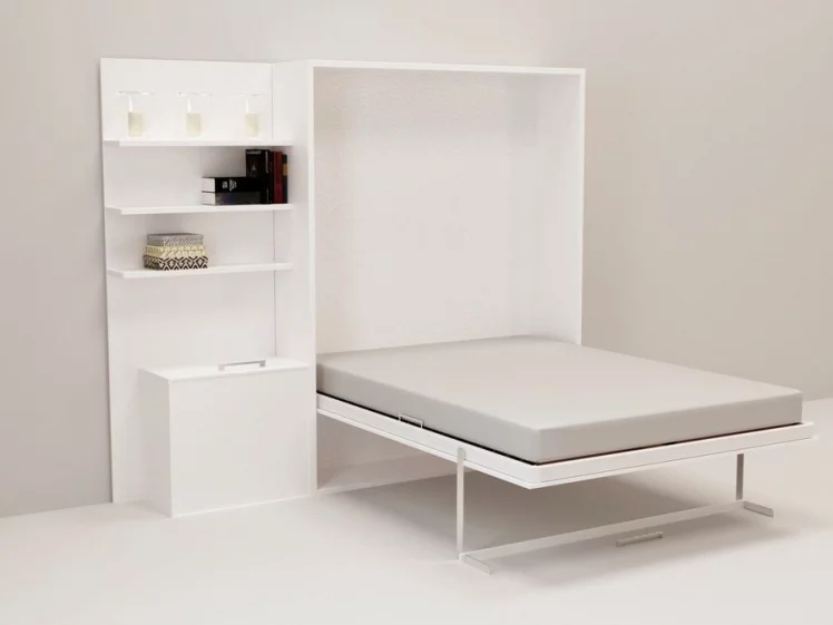 Откидная кровать с полкой Смарт 1 К 1400+П левая Ясень шимо темный_1