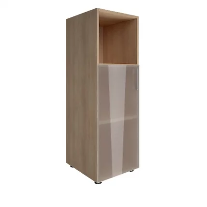 Шкаф книжный средний со стеклом без топа YALTA LT-SU 2.2Пр Снежная Патина_0