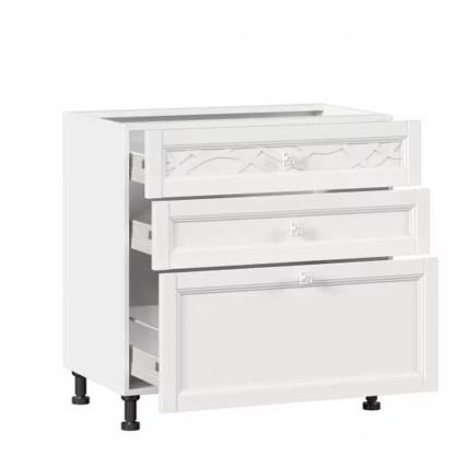 Тумба кухонная 800 с 3 ящиками ЛЮКС (4) Джулия ЛД 284.930.000.040 Белый_1