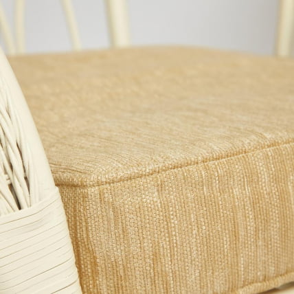 Комплект для отдыха MICHELLE ( стол со стеклом+ диван + 2 кресла + подушки) TCH White (белый), Ткань рубчик, цвет кремовый_2