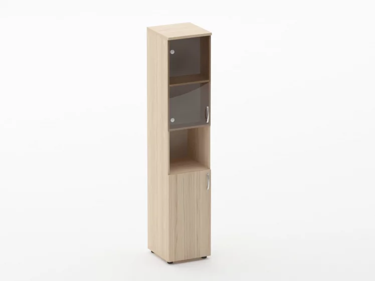Шкаф высокий со стеклом и нишей Glassy 6.19.14Л Дуб молочный_0