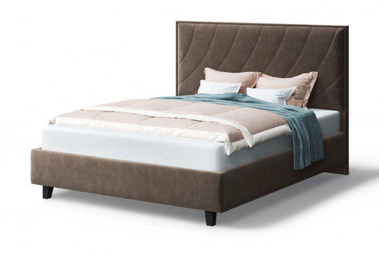 Кровать СОФИЯ 2000*1400мм (на опорах), велюр Бренди лайт 29 (коричневый), (б/основания, б/матраса)_0