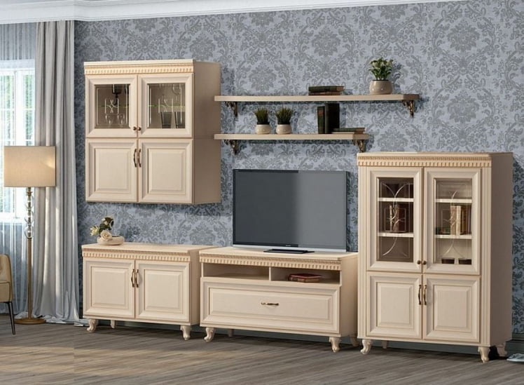 Комплект мебели для гостиной Марлен №9 Кремовый белый Патина_0